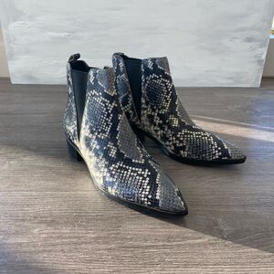 Marc Fisher Yale Snake print leather Chelsea Ankle Boots